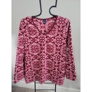 Retired Basic Editions Size 2X Red & Pink Heart Design Cozy Fleece Top NWOT Nice